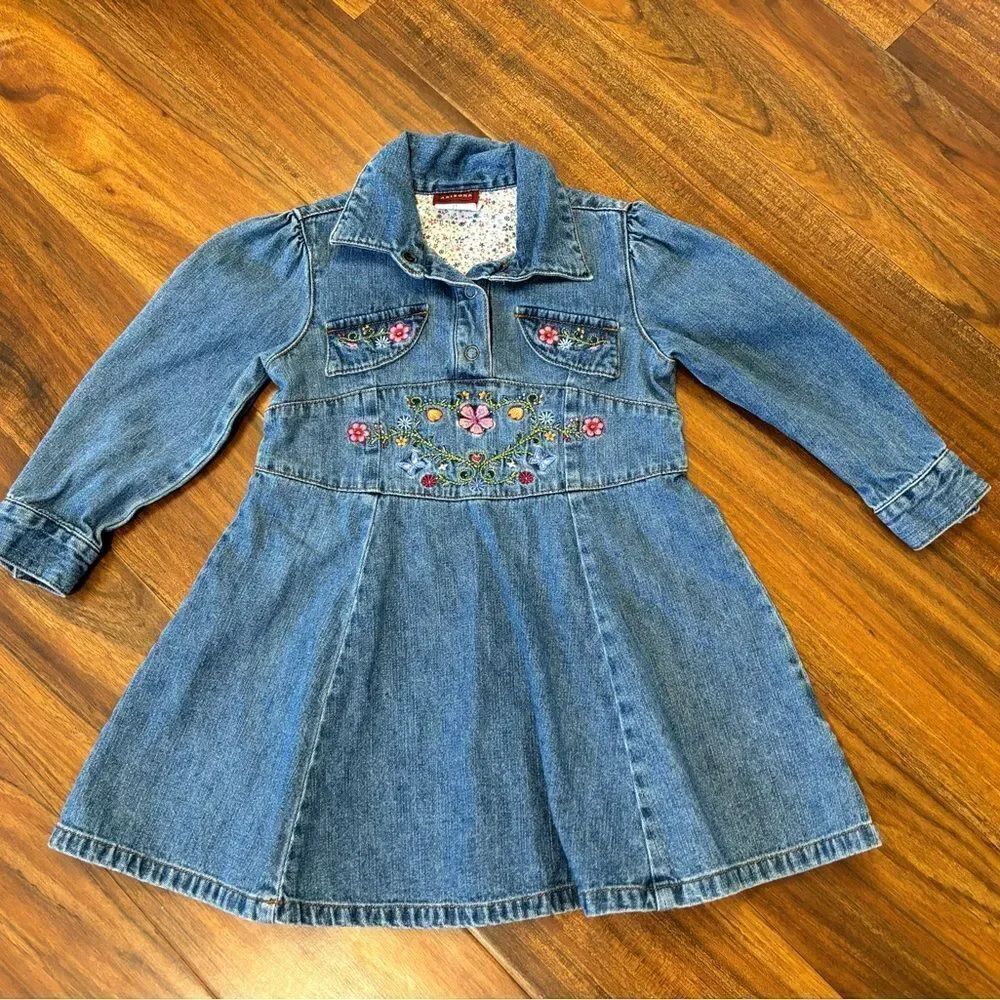 Arizona Jean Company Vintage y2k embroidered western long sleeve denim dress
